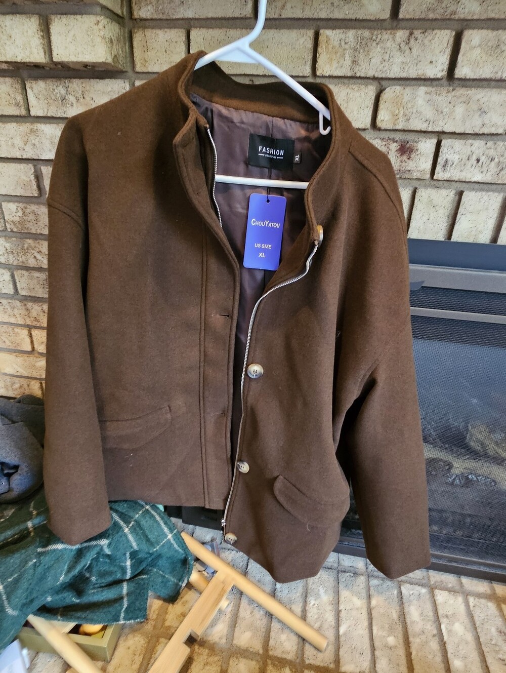 Womens Brown Wool-Blend Jacket -